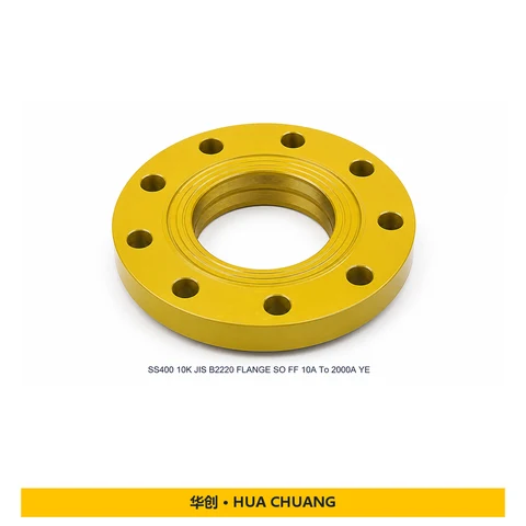 Slip-on flanges — JIS B2220 · Carbon steel · SS400 · 10K · FF · Yellow paint