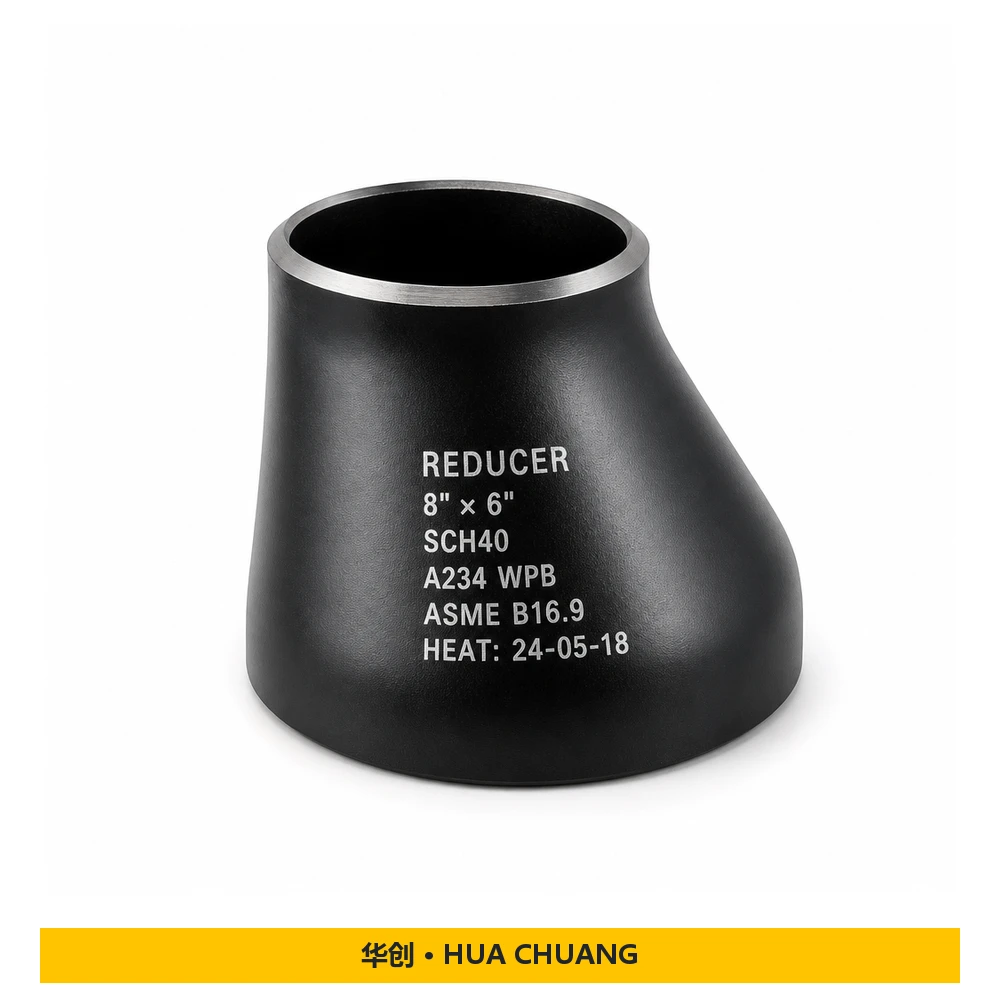 Reducciones concéntricas / Reducciones excéntricas Serie de productos — ASME B16.9 · Acero al carbono · A234 WPB · SCH40 · Pintura negra