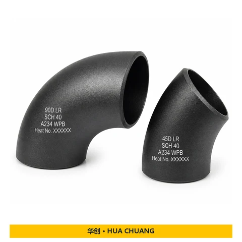 Pipe elbows — Carbon steel · A234 WPB · SCH 40 · 90° / 45° · LR