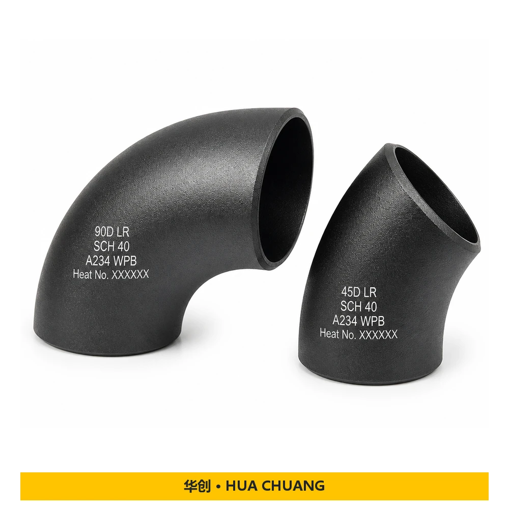 Pipe elbows — Carbon steel · A234 WPB · SCH 40 · 90° / 45° · LR