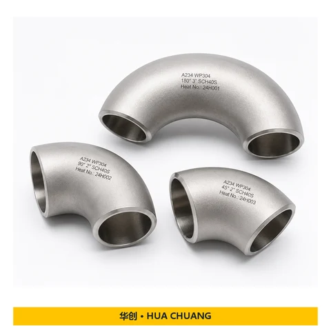 Pipe elbows — Stainless steel · 180° / 45° / 90° / 180°