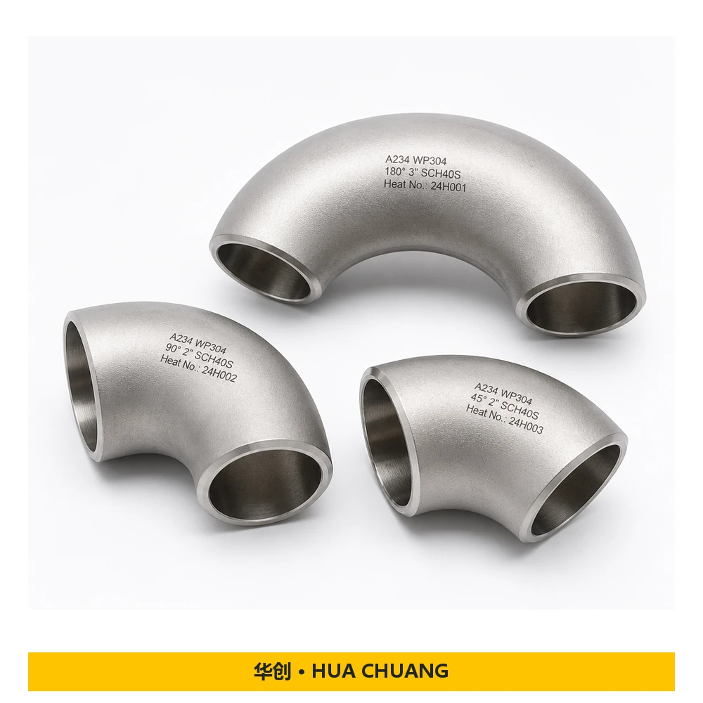 Pipe elbows — Stainless steel · 180° / 45° / 90° / 180°